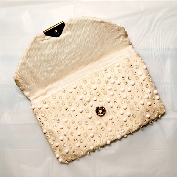 Vintage LUMURED Caviar Beadette Mirror / Coin Purse 1950s Crystal & Corde' - Picture 4 of 8